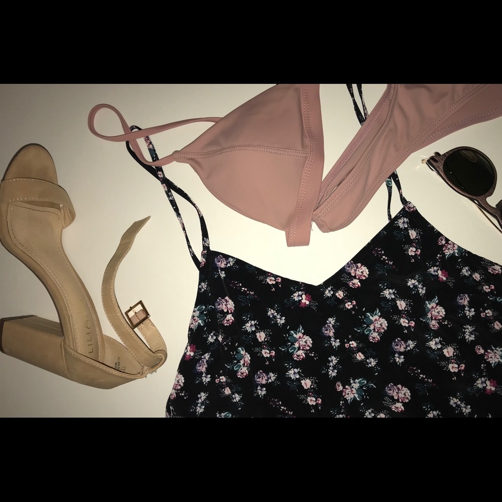 Silky floral slip dress